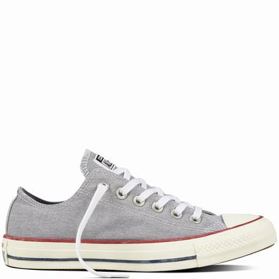 Converse Chuck Taylor All Star Stone Wash Low Tops Mens - Grey/Grey/White Shoes (665TADOJ)